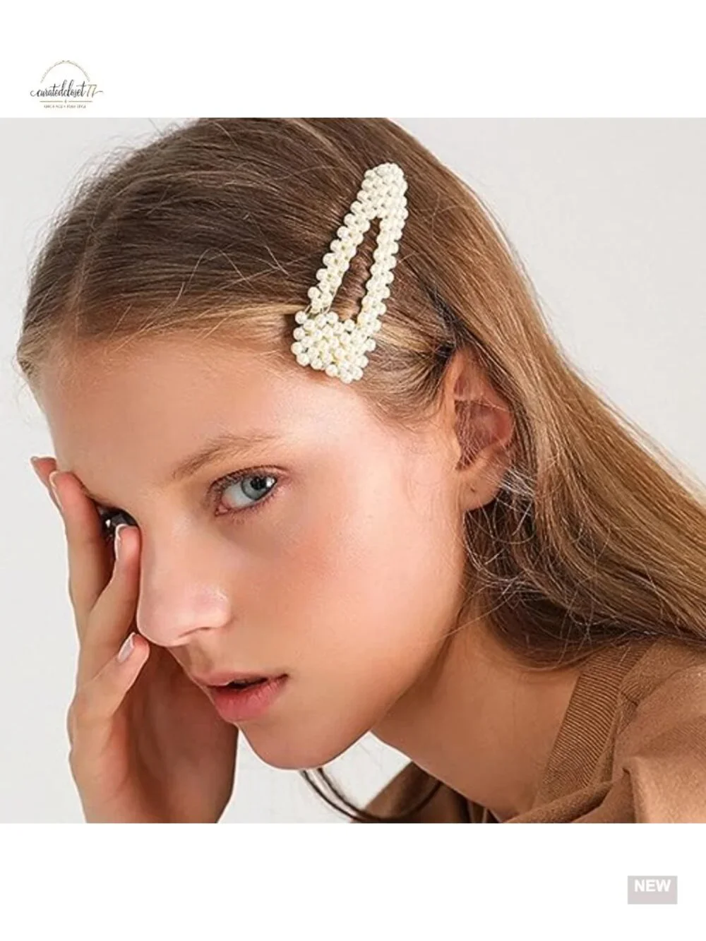 2pcs Pearl Snap Hair Clips for Women - Large Hair Barrettes for Wedding Party